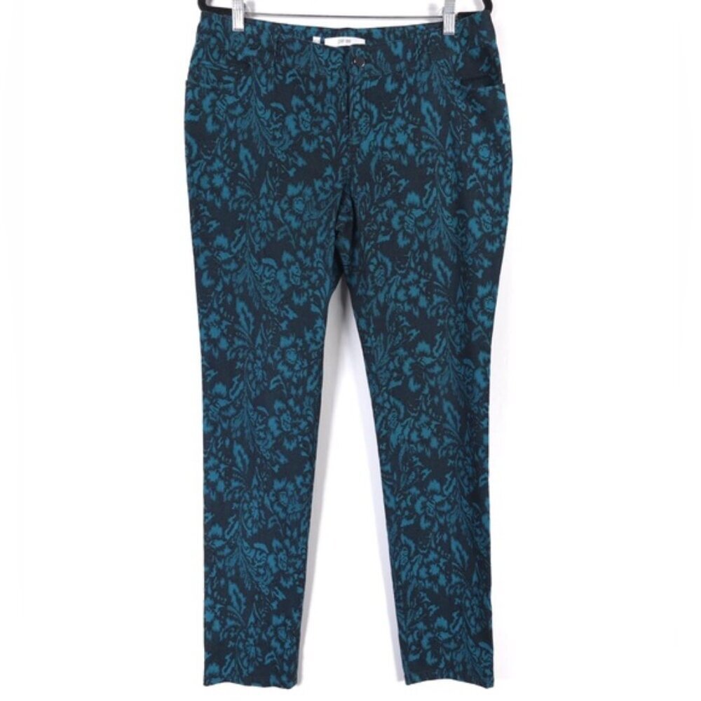 PER SE Floral Patterned Black Green Cotton Blend Pant‎ Slacks Size 12